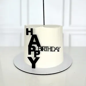 Décoration de gâteau d'anniversaire en acrylique noir, topper de gâteau joyeux anniversaire.