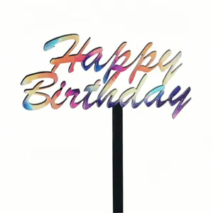 Bunter Acryl Happy Birthday Kuchendeckel Detail, perfekt für festliche Partydeko.