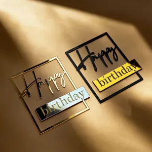 Acryl Happy Birthday Kuchenaufsatz Set, Spiegel Gold und Silber Seitenkuchen Dekoration.