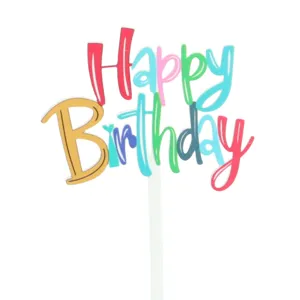 Bunte Acryl Happy Birthday Kuchendekoration Topper für Party Feier und Dessert Dekoration