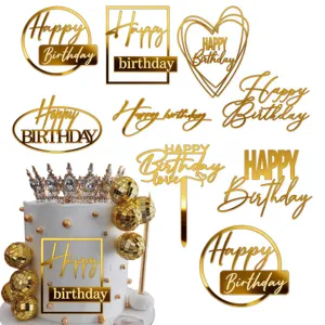 Acryl Happy Birthday Tortenaufsatz Dekoration Ins Stil Spiegel Gold Silber Roségold Für Geburtstagsfeier Backdeko