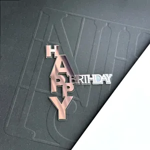 Décoration de gâteau d'anniversaire en acrylique miroir or rose, topper élégant pour fête.