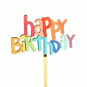 Bunter acryl happy birthday kuchen topper fur party dekoration und geburtstagsfeier.