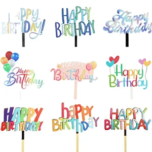 Bunte Acryl Happy Birthday Kuchenaufsätze Set, süße Party Deko für den Geburtstag.