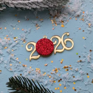 Acrilico numero 2026 Navidad decoracion de pastel purpurina roja fiesta detalle.