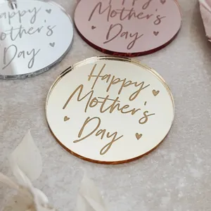 Acrylic Mother's Day cake topper mirror finish round decorative party supplies set