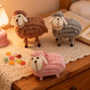 Figura de oveja de lana fieltro hecha a mano, bonita decoración para el hogar y regalo.