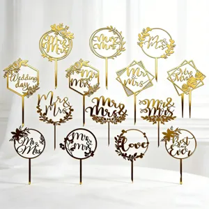 Gold Acryl Kuchenaufsatz Set, Hochzeit Mr und Mrs Party Dekoration Zubehör Jahrestag.