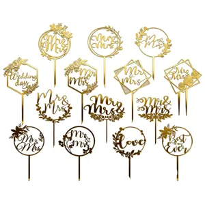 Gold Acryl Mr Mrs Tortenaufsatz Hochzeit Party Deko Verlobung Dessert Einleger
