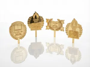 Gold Acryl 2026 Abschluss Cupcake Topper Laser graviert Party Dekoration Dessert