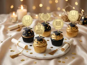 2026 abschluss cupcake topper acryl gold schwarz party dekoration tisch zubehoer
