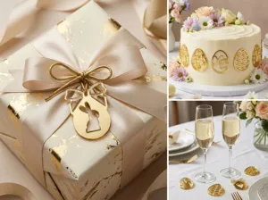 Ciondoli per torta con coniglietto di Pasqua in acrilico dorato per feste e regali.