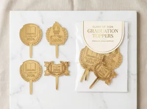 Goldene Acryl Abschluss Tortenaufleger 2026 Klassenfete Dekoration Cupcake Stecker Deko