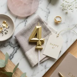 Gold geometric number 4 birthday cake candle party decoration for celebration events