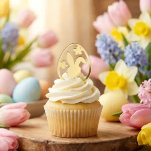 Bellissimo topper per cupcake in acrilico specchiato con coniglietto di Pasqua festa