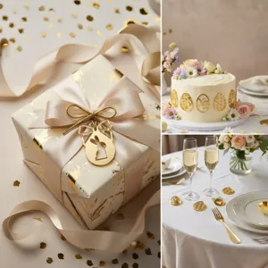 Ciondoli per torta e etichette regalo in acrilico specchiato con coniglietto di Pasqua.