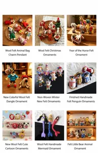 Handcrafted wool felt cute animal Christmas doll pendants handmade hanging ornaments gift toys