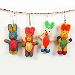 Handmade wool felt rabbit hanging pendant cute cartoon animal doll gift for bag decoration