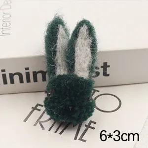Wool felt rabbit head DIY charm cute green bunny pompom for phone case brooch hairband accessory