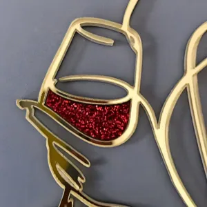 INS Style Face Line Acrylic Cake Topper Gold Wine Glass Dessert Decoration for Party