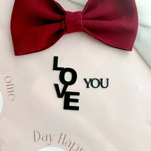 Acrylic love you cake topper with red bow romantic wedding party decoration dessert sign