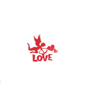 Red acrylic cupid cake topper with love arrow heart design for Valentine's Day party decor