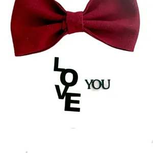 Valentine's Day cake topper acrylic love you sign with red bow decoration for party