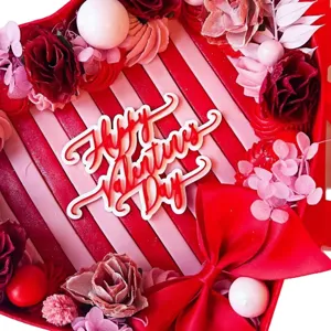 San Valentín acrílico tarta adorno corazón rojo lazo romántico fiesta postre decor