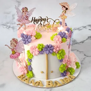 Kit de décoration de gâteau d'anniversaire avec panneau acrylique et adorables fées.