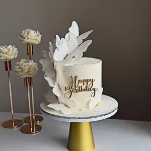 Ensemble de topper de gateau papillon fait main mariage anniversaire fete table dessert blanc