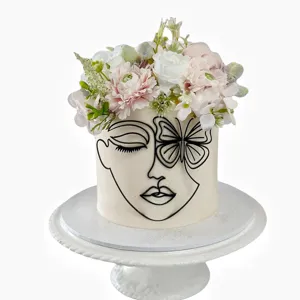 Ins Style Abstract Face Cake Topper Acrylic Butterfly Line Art Party Decoration White
