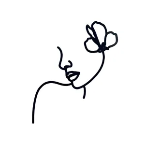 Minimalist abstract face continuous line art acrylic cake topper floral baking decoration