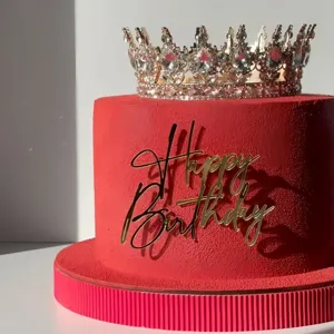 Ensemble de topper de gâteau Happy Birthday en acrylique et couronne pour anniversaire.
