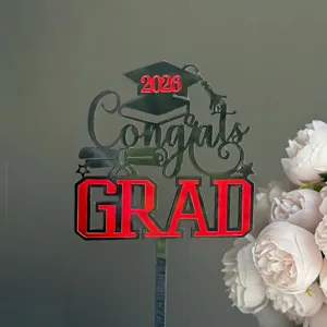 Graduation cake topper acrylic insert 2026 congrats grad party decoration details