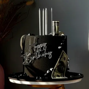 Décoration de Gâteau Happy Birthday en Acrylique Carte d Insertion Latérale Miroir Or Argent Fournitures de Fête d Anniversaire