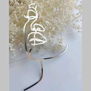 Gold abstract face line art acrylic cake topper for gorgeous birthday party decoration