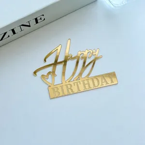 Goldner Acryl Happy Birthday Kuchentopper für Geburtstag Party Kuchendekoration.