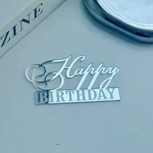 Silberne Happy Birthday Acryl Torte Topper Kuchen Dekoration fur Geburtstag Party Feier
