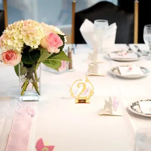 Número de mesa de acrílico dorado 2 tarjeta de mesa boda decoración fiesta evento pieza