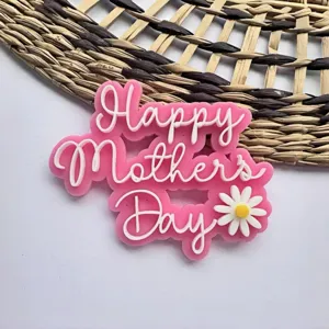 Pink double-layer acrylic Happy Mother's Day cake topper with cute daisy for party baking