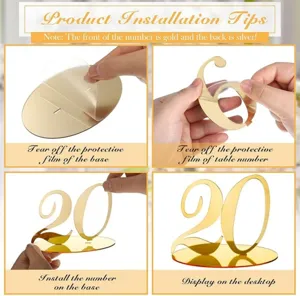 Numeros de Mesa de Acrilico Oro Decoracion de Boda Fiesta Centro de Mesa Pantalla