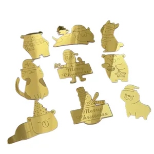 Goldene Acryl Weihnachtstier Kuchen Topper, süße Cupcake Dekorationen für die Weihnachtsfeier.