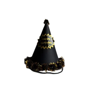 Glitzer Geburtstagshut Für Kinder Erwachsene Party Zubehör Happy Birthday Kegelhut Mit Pompon Dekoration Gold Schwarz Silber Lila