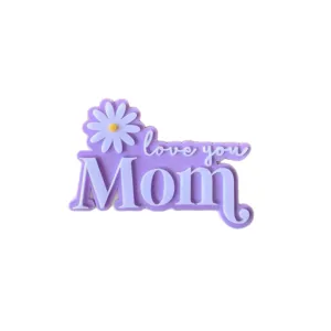 Purple Acrylic Mother's Day Cake Topper Love You Mom Daisy Flower Baking Party Decoration