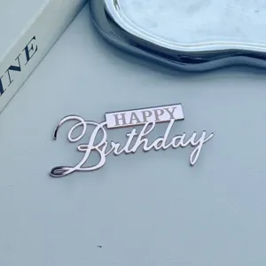 Roségold Acryl Happy Birthday Tortenaufsatz, perfekt für Partydekoration und Feiern geeignet.