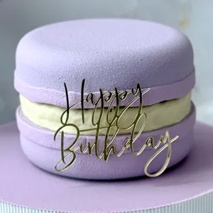 Gouden acryl Happy Birthday taart decoratie zijkant topper voor verjaardagsfeest