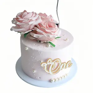 Ins style baby first birthday cake side acrylic decoration with bow one cake topper
