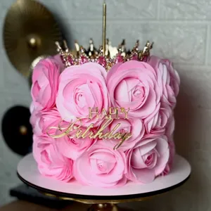 Gouden acryl Happy Birthday taarttopper decoratie voor leuke feestjes en verjaardagen