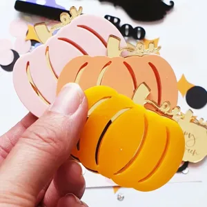 Acrylic Halloween pumpkin cupcake toppers party cake decoration DIY cute spooky props set 3pcs