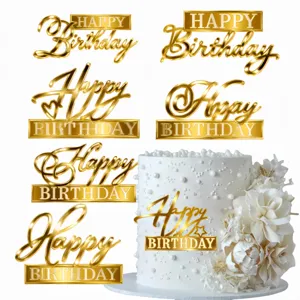 Acryl Happy Birthday Kuchendeko Spiegel Gold Silber Roségold Herz Stern Kuchen Dekoration Für Geburtstag Party Zubehör